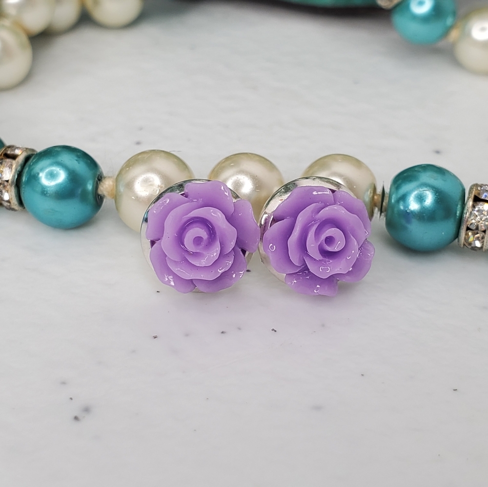 Itty Bitty Lavender Simply Rose Earrings